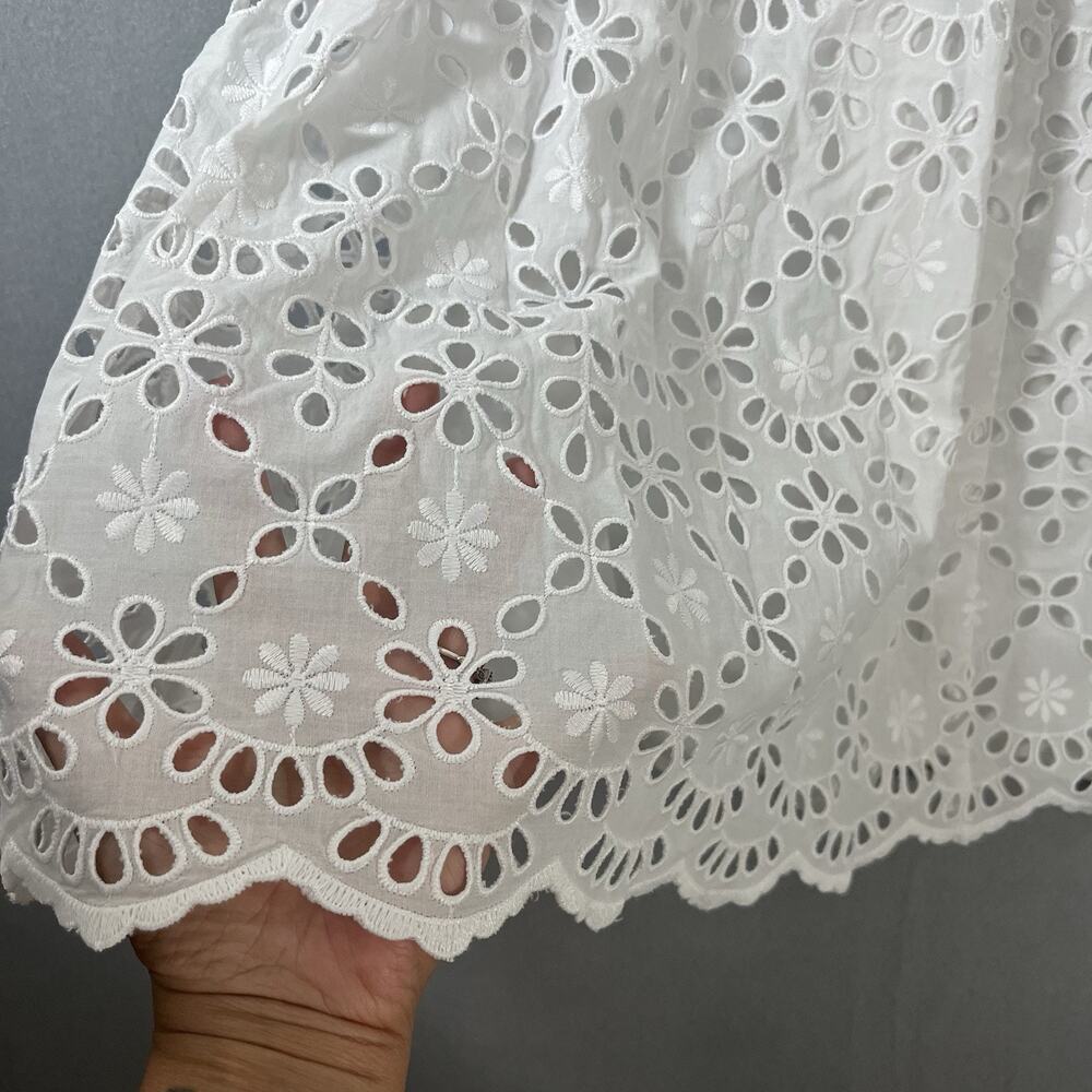 J.Crew Full Midi‎ in White Lined Embroidered Eyelet A-line Skirt 2 - Picture 8 of 11